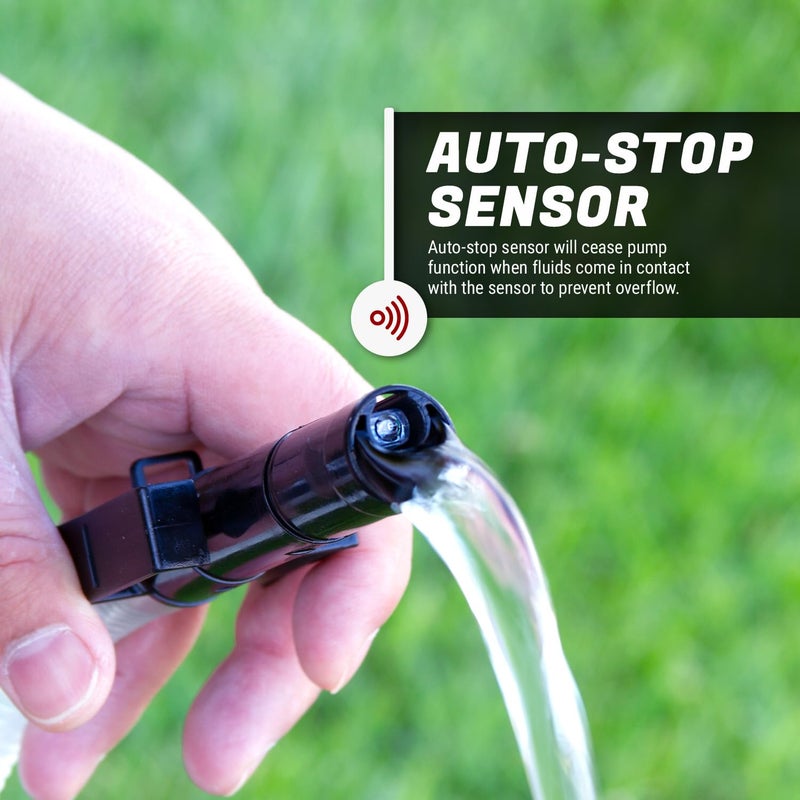 TERA PUMP Chemical Fuel Transfer Pump for Methanol, Ethanol, DEF, Window Washer Fluid, and Non-Chlorinated Brake Cleaning, Battery Powered, Auto Stop Sensor, 2.3 GPM, Extended Discharge Hose - Image 5